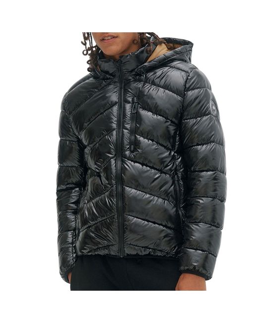 Noize Shiny Chevron Quilted Puffer Jacket in Black for Men | Lyst