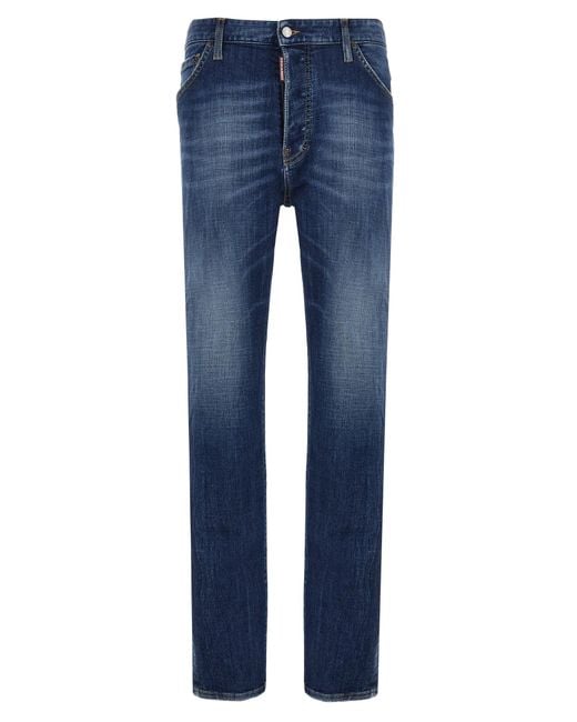 DSquared² Blue Cotton Jeans With Back Logo Patch for men