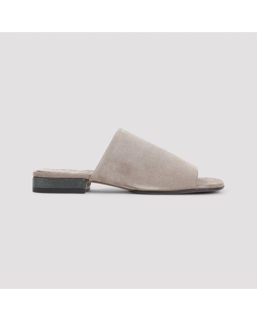 Brunello Cucinelli Multicolor Suede Flat Sandals