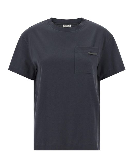 Brunello Cucinelli Blue Cotton T-Shirt