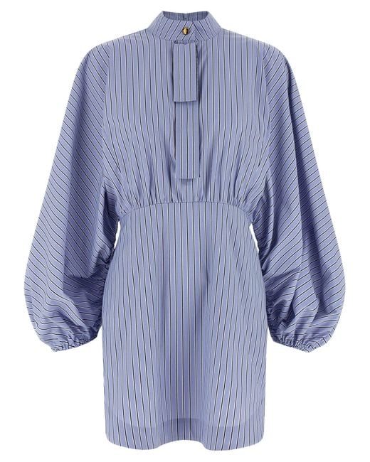 Zimmermann Blue Drawstring Stripe Mini Dresses Light