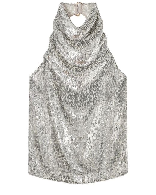 Stella McCartney Gray Metalized Polyester Silk