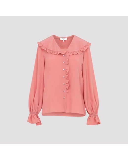 Women's Pink Chloé Silk Blouse, With Pearl Buttons