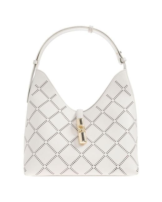 Furla White Diamond Pattern Shoulder Bag