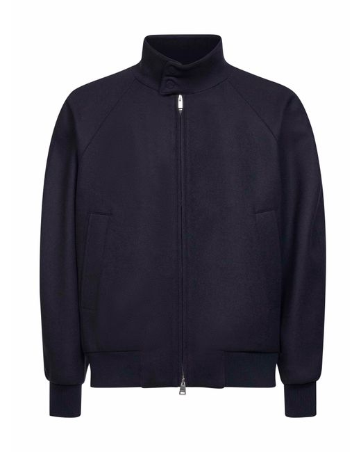 Men's Blue Lightweight Cashmere Bomber Jacket