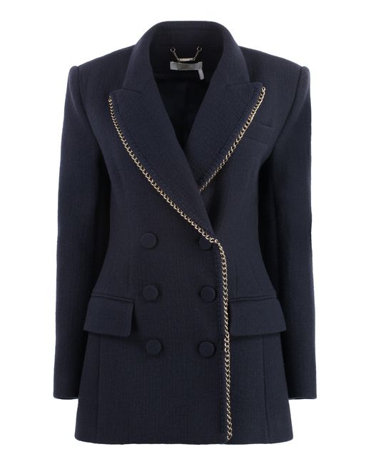 Chloé Blue Double-Breasted Virgin Wool Jacket