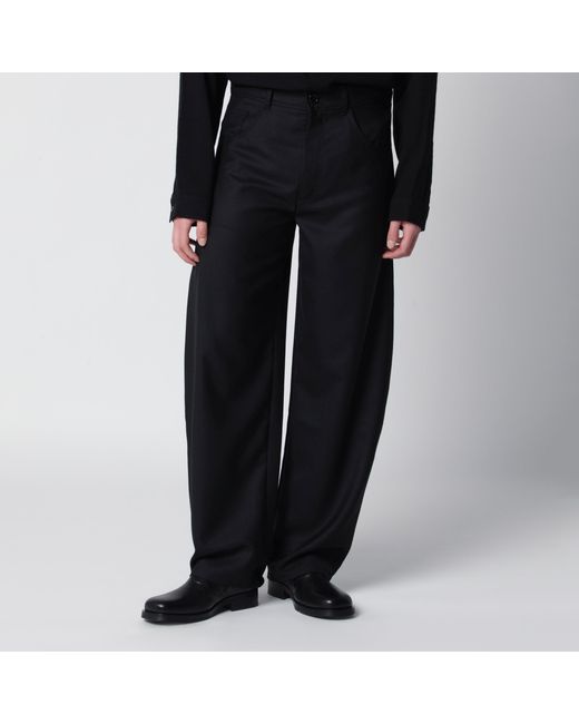 Men's Black Wool-Blend Pants