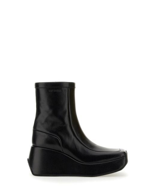 Raf Simons Black Ankle Boot With Square Toe
