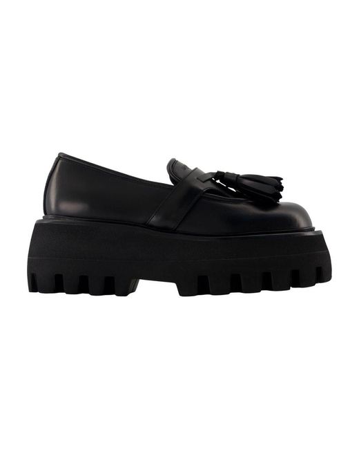 McQueen Black Leather Loafers