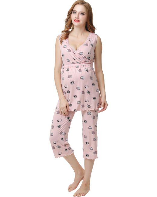Kimi + Kai Loren Maternity Nursing Pajama Set in Red | Lyst