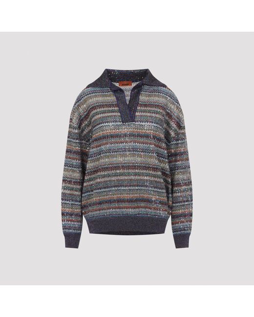 Missoni Gray Caperdoni Knit Polo for men