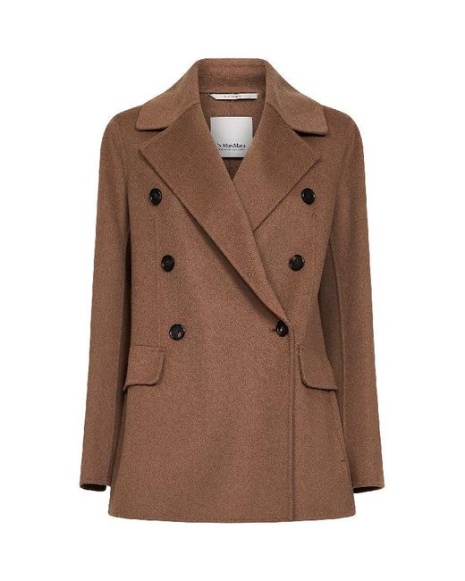 Women's Brown Camel Smmrita Double-Breasted Jacket
