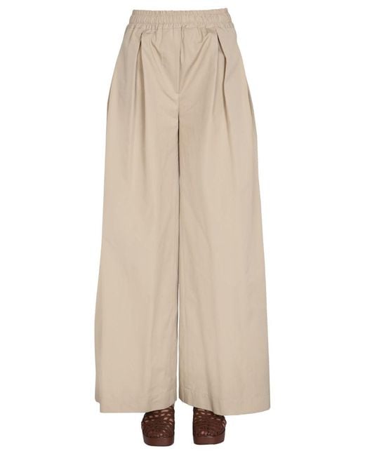 Aspesi Natural Wide-Leg Poplin Pants With Drawstring Waist