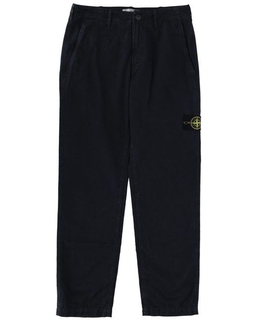 Stone Island Blue Pants With Logo Patch for men