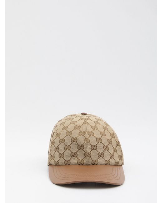 Gucci Natural Baseball Cap With Leather Visor