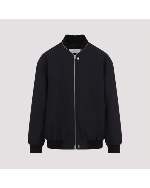 Jil Sander Black Bomber Jacket With Ribbed Cuffs for men