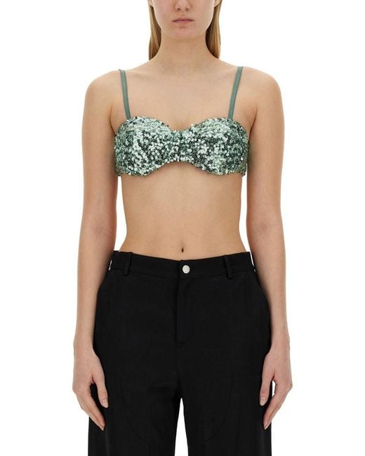 Moschino White Cropped Sequined Top