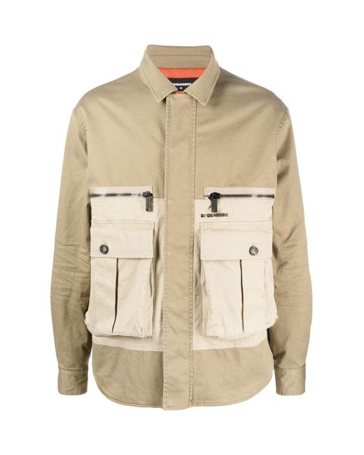 DSquared² Natural Flap Pocket Padded Coach Jacket for men