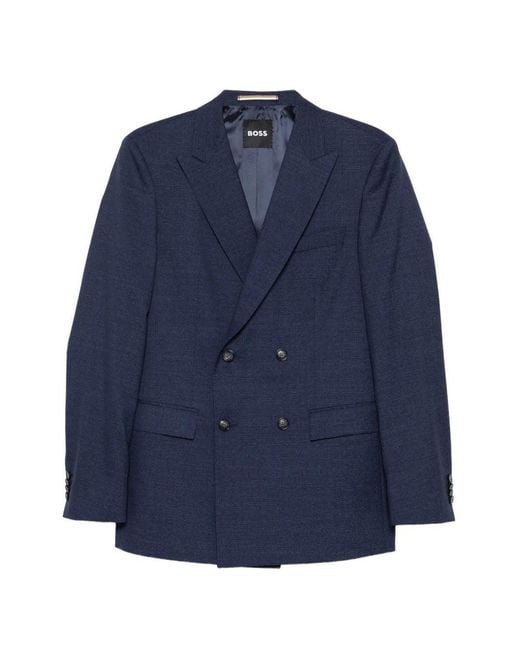 Boss Blue Wool Suit for men