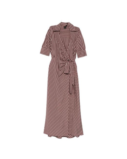 Pinko Pink Striped Open Collar Day Dress