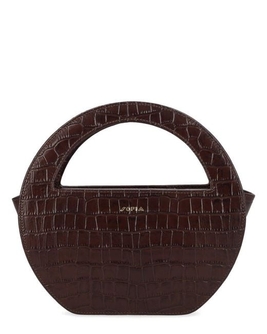Sofia Brown Mini Edda Embossed Tote Bag