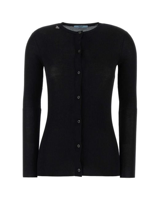 Prada Black Wool Cardigan