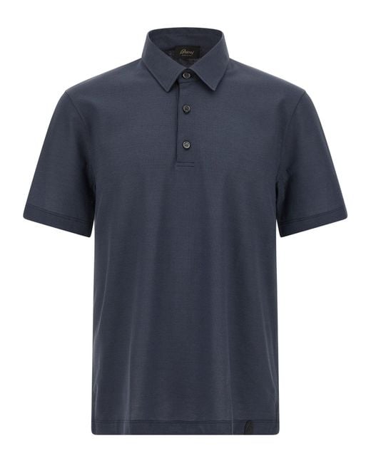 Brioni Blue Cotton Polo Shirt for men