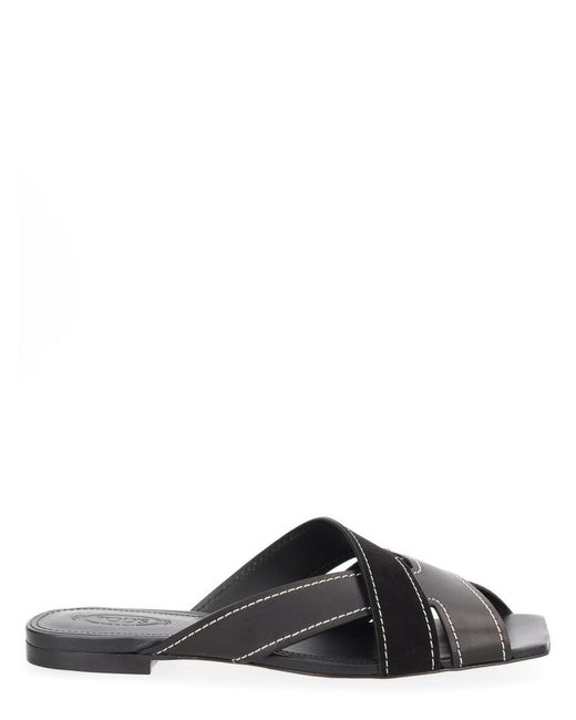 Tod's Black Cross-Straps Flat Sandals