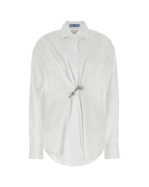 Prada White Poplin Shirt Cotton