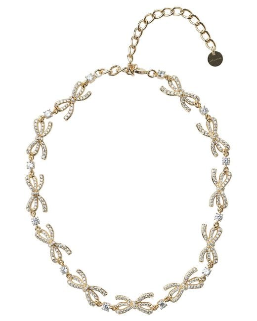 Self-Portrait Metallic Necklace With Embellished Bows And Crystals