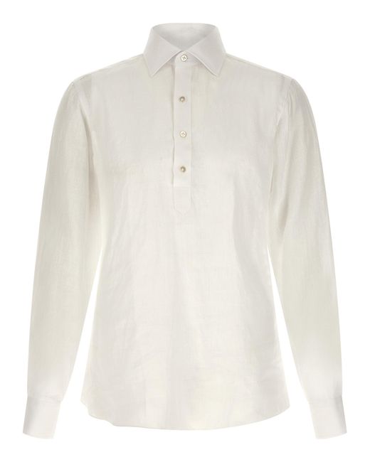 Borriello White Linen Blouse for men
