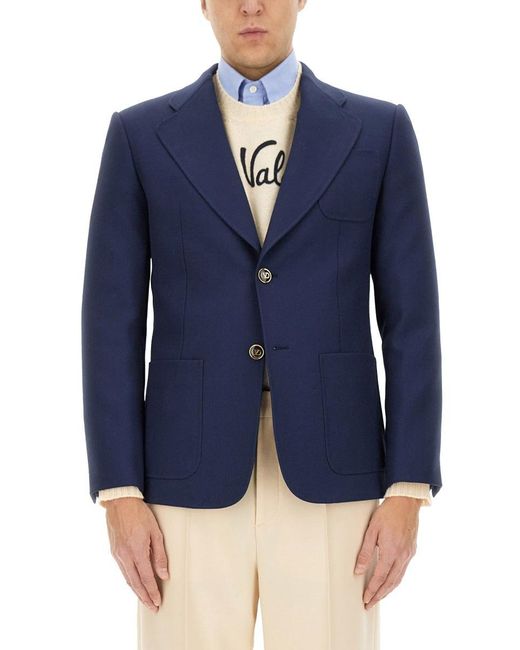 Valentino Blue Single-Breasted Jacket for men