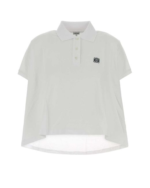 Loewe White Solid Shirt Collar Polo