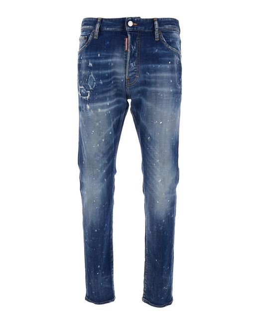 DSquared² Blue 'Cool Gut' Jeans With Belt Loops And All-Over Painted Details for men