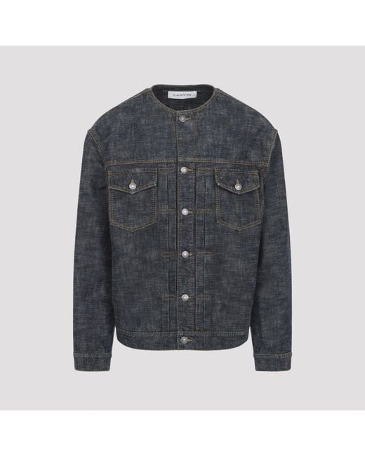 Lanvin Gray Collarless Cotton Jacket for men