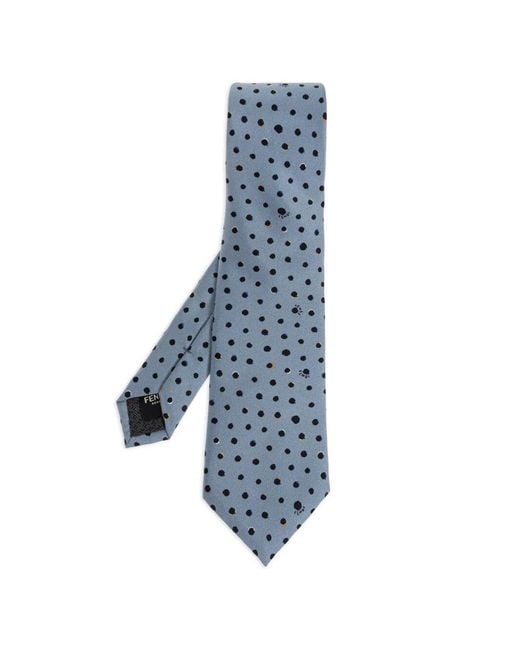 Fendi Blue Falena Micro Dots Pattern Silk Tie for men