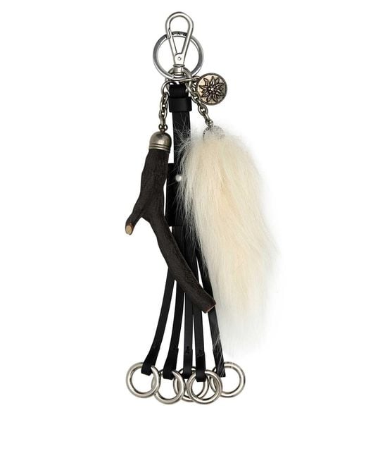 Prada White Leather Key Ring