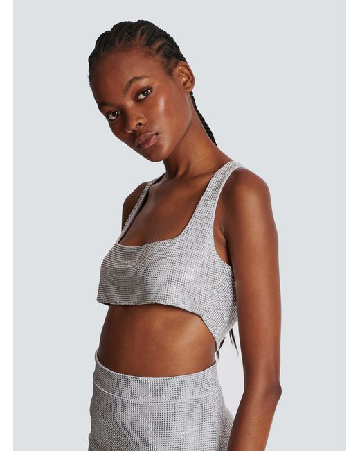 Balmain Purple Strassed Bra Top