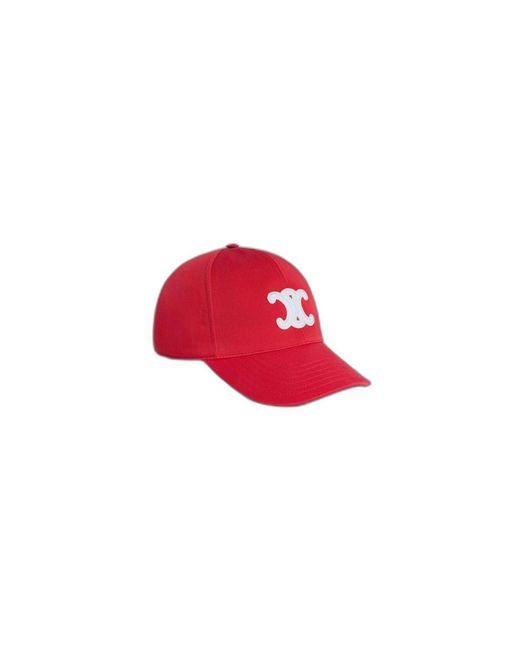 Céline Red Triomphe Baseball Cap