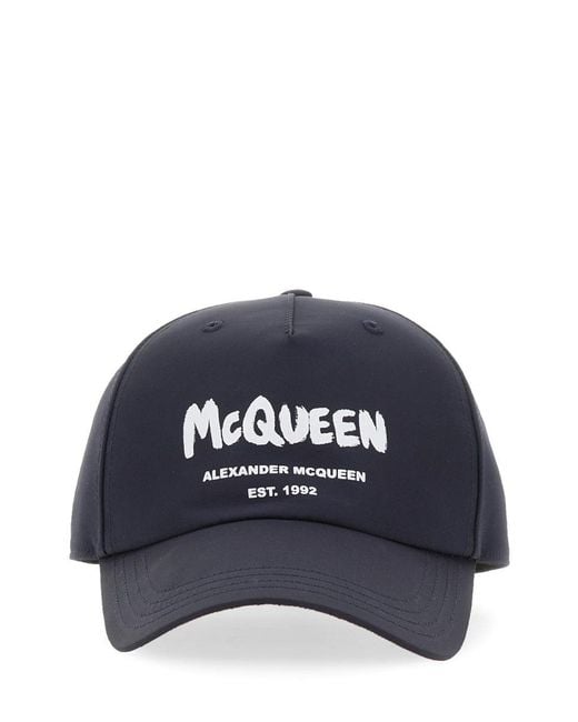 McQueen Blue Graffiti Logo Hat for men