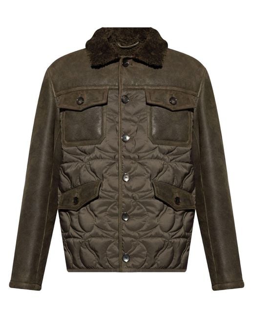 Etro Green Jacket With Fur Collar for men