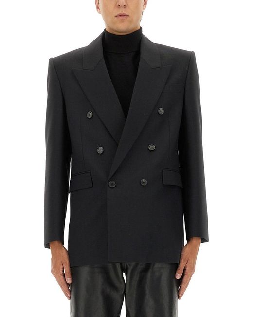 Saint Laurent Black Double-Breasted Wool Blazer for men