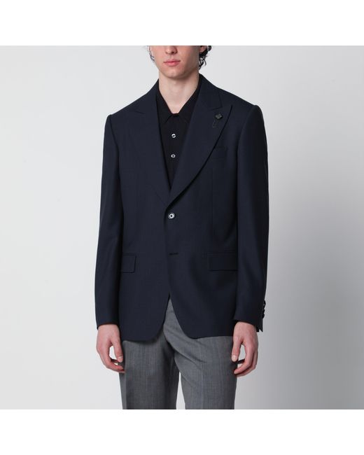 Lardini Blue Single-Breasted Wool Jacket for men