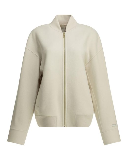 Max Mara White Virgin Wool Bomber Jacket