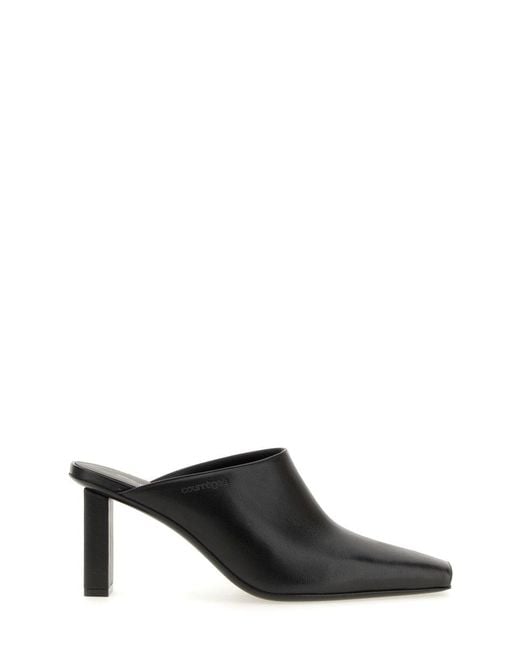 Courreges Black Pointed Toe Mules