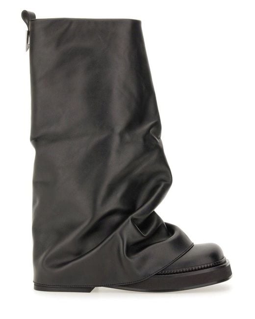 The Attico Black Leather Ankle Boots 'Robin'