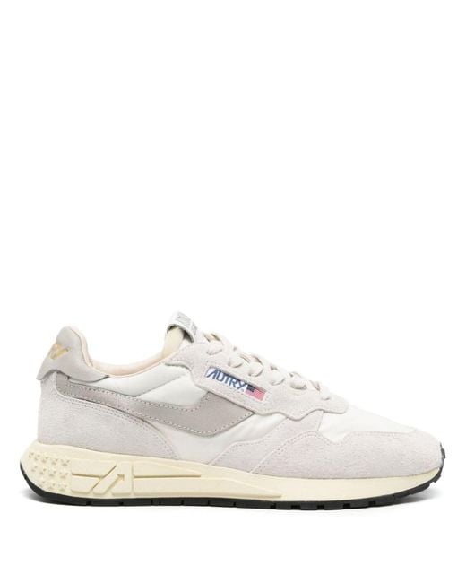 Autry Reelwind Low Sneakers In White Nylon And Suede for men