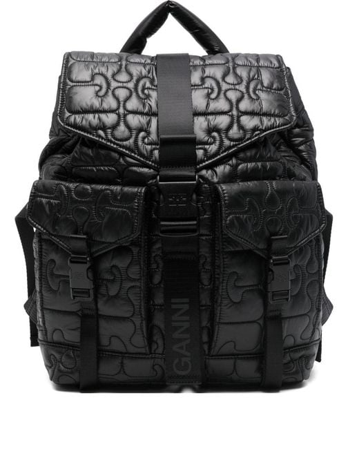 Ganni Black Quilted Nylon Backpack