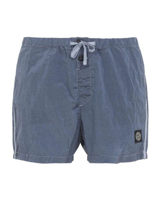 Stone Island Blue Swimsuit With Adjustable String for men