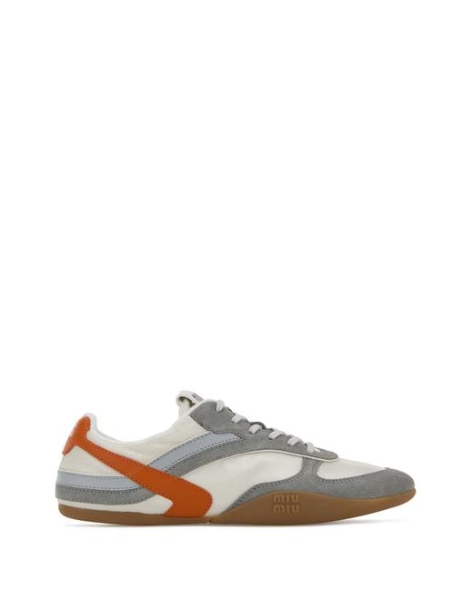 Miu Miu White Lace Up Sneakers